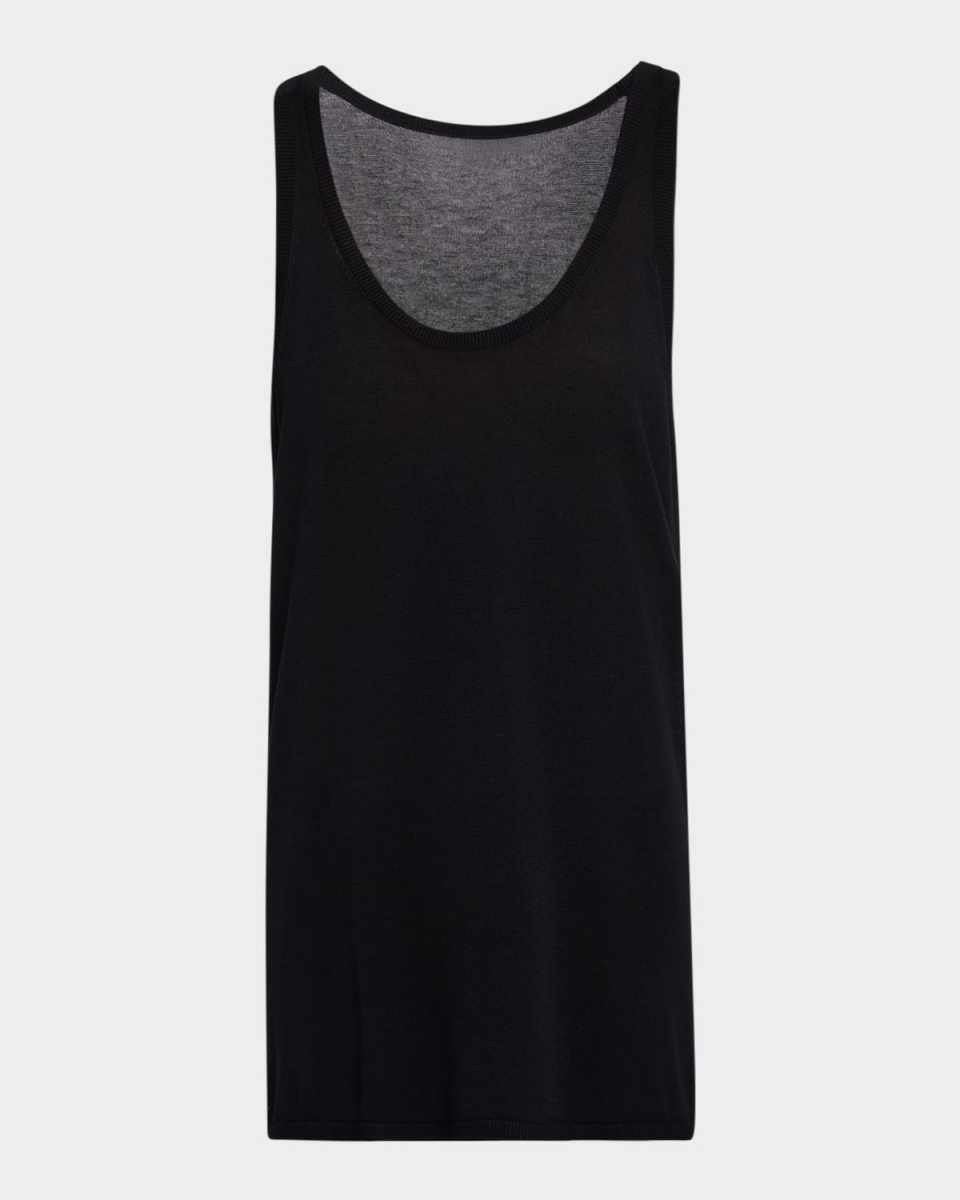Scoop-Neck Cashmere Knit Tank Top